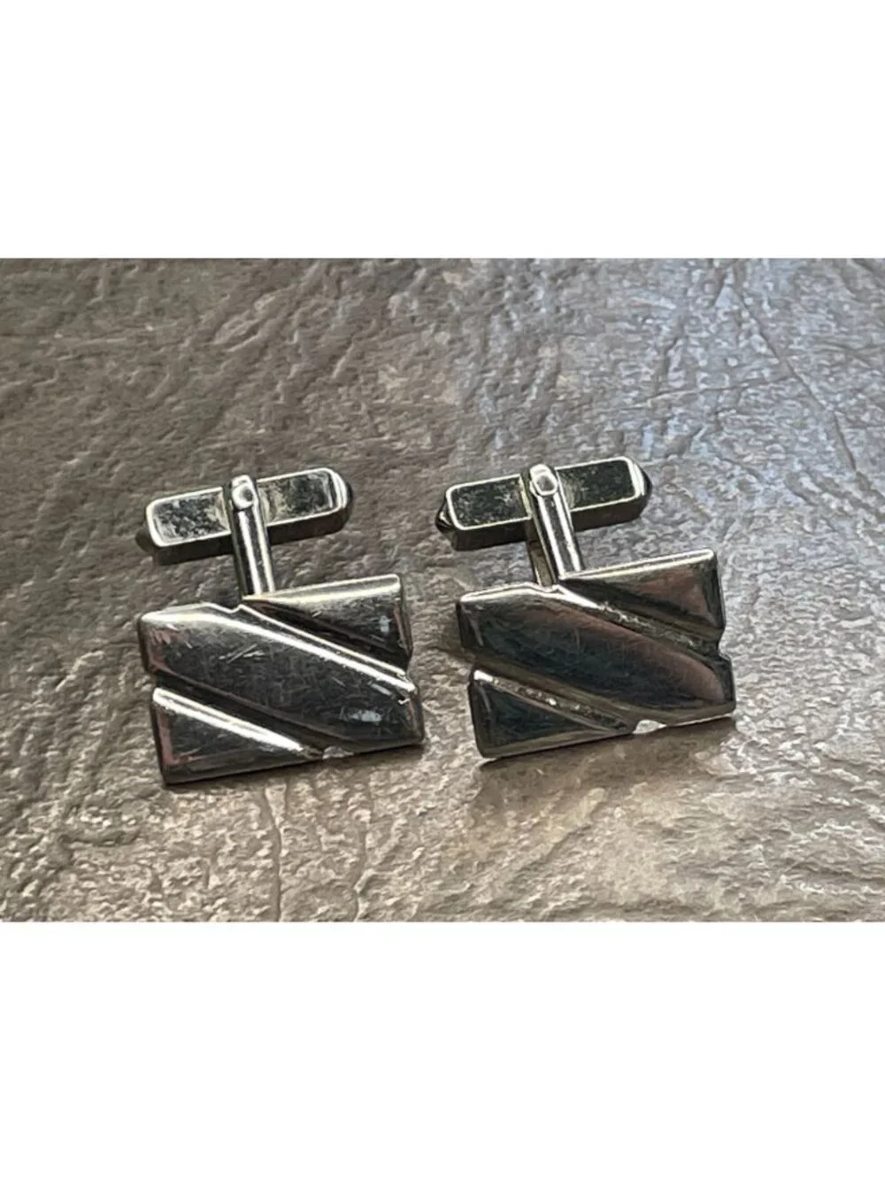 Vintage Swank Sterling Silver Cufflinks Mid Century Modernist Abstract Geometric